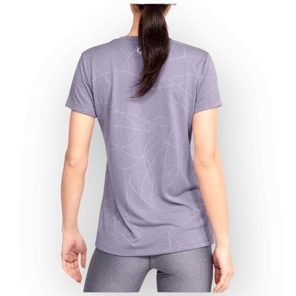 Under Armour Women's Tech V-neck Marble Jacquard Top - Purple Haze Extra Small - Picture 3 of 7